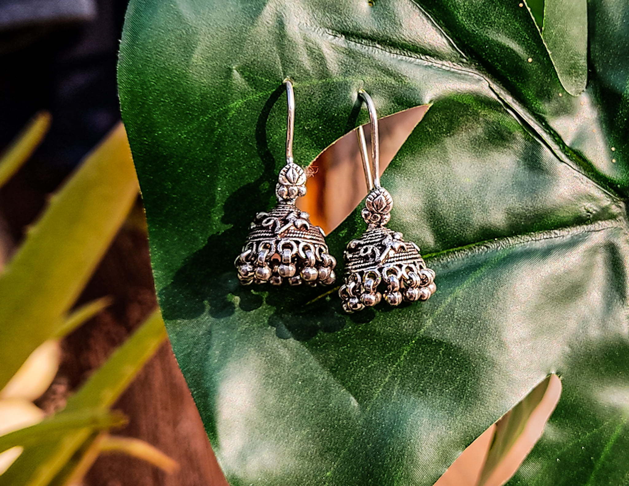 Oxidzed silver hook drop jhumka Earrings  5 designs  Simpliful Jewelry