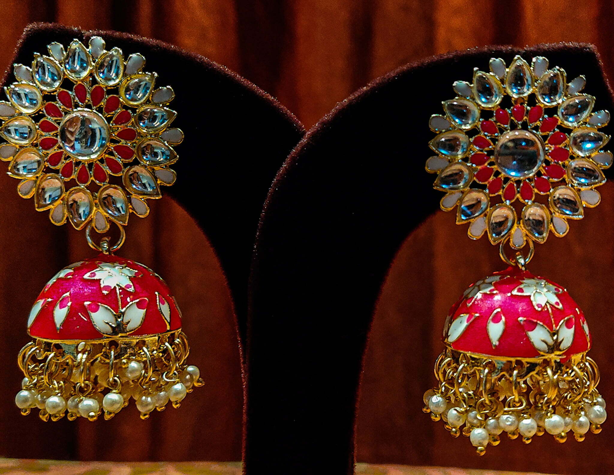 Buy Beautiful Meenakari Jhumka Style Earrings Jewelry Set, Pearls  Guttapusalu Style Earrings Set, South Indian Earrings, Punjabi Earrings .  Online in India - Etsy